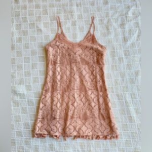 Speechless Blush Crocheted Lace Dress